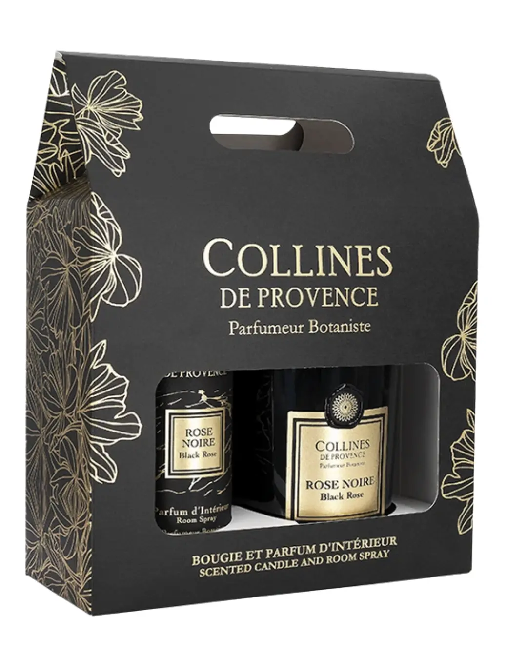 [844FgT00004wdw7] Coffret Bougie et Parfum d'Intérieur Rose Noire Collines de Provence