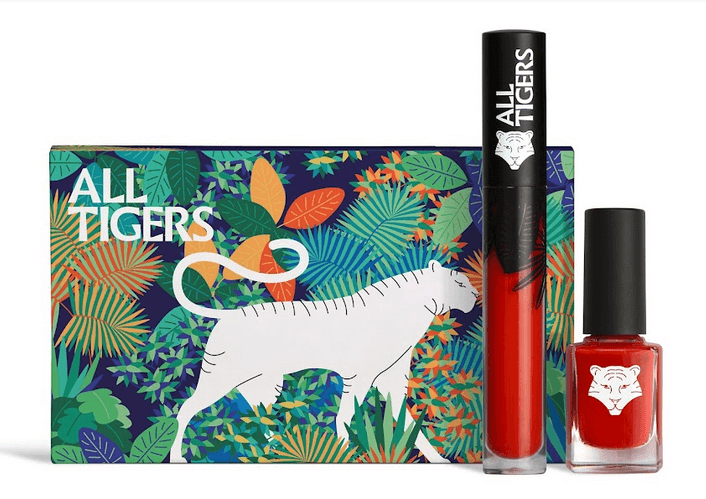 Coffret Duo Rouge à Lèvres Rouge + Vernis à Ongles Rouge Vegan All Tigers