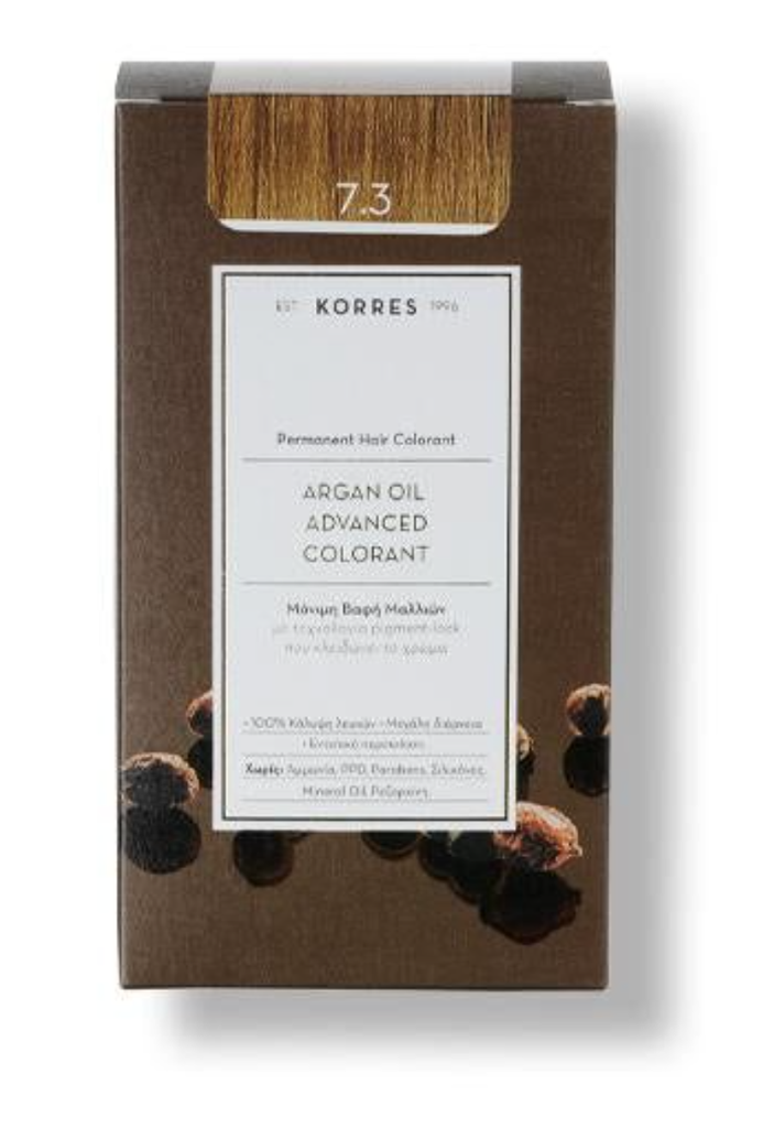 Coloration permanente huile d'argan, blond doré 7.3 Korres