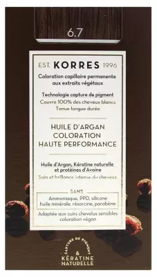 [844FgT00004vr80] Coloration permanente huile d'argan, blond foncé marron 6.7 Korres