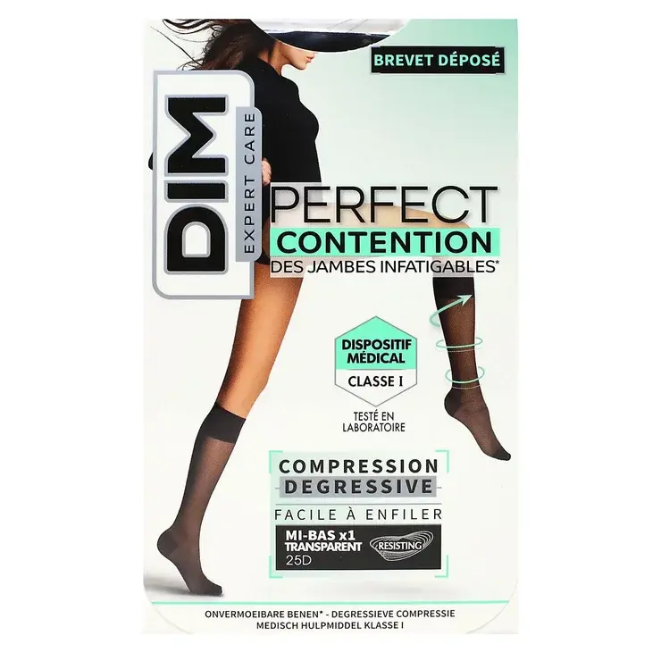 [844FgT00004vrrj] DIM Expert Care Perfect Mi-Bas de Contention Noir Transparent 1 Paire