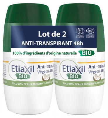 [NgRT011uyRT0008553] Déodorant Anti-Transpirant Végétal Bio 48H Roll-On Lot de 2 Etiaxil Cooper