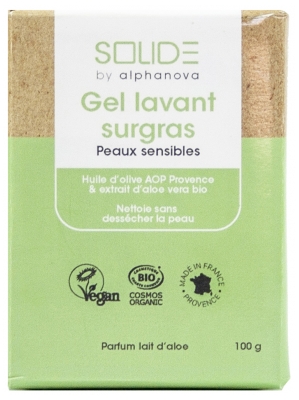 [844FgT8398557] Alphanova Solide Gel Lavant Surgras Parfum Lait d'Aloe Bio 100 g