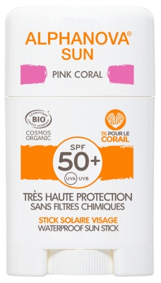 [844FgT8398580] Alphanova Sun Stick Solaire Pink Coral Visage SPF50+ Bio 12 g