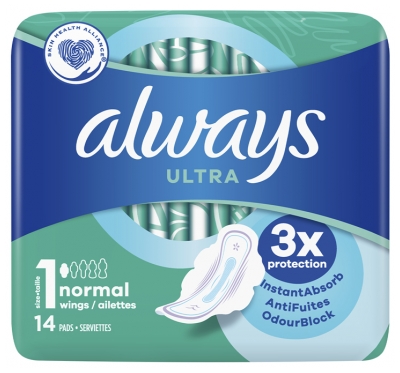 [844FgT8398654] Always Ultra Normal avec Ailettes 14 Serviettes Hygiéniques Taille 1