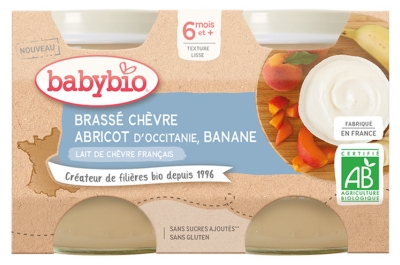 [844FgT8399242] Babybio Brassé Chèvre Abricot Banane 6 Mois et + Bio 2 Pots de 130 g