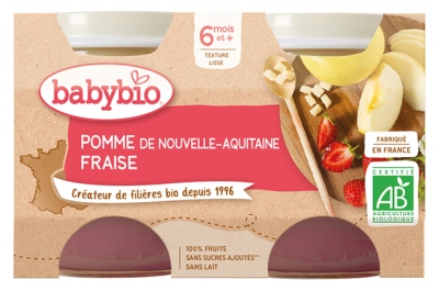 [844FgT8399244] Babybio Pomme Fraise 6 Mois et + Bio 2 Pots de 130 g