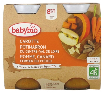 [844FgT8399245] Babybio Carotte Potimarron Pomme Canard 8 Mois et + Bio 2 Pots de 200 g