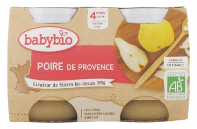 [844FgT8399247] Babybio Poire 4 Mois et + Bio 2 Pots de 130 g