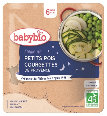 [844FgT8399252] Babybio Soupe de Petits Pois Courgettes 6 Mois et + Bio 190 g