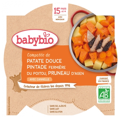 [844FgT8399254] Babybio Compotée de Patate Douce Pintade Pruneau 15 Mois et + Bio 260 g