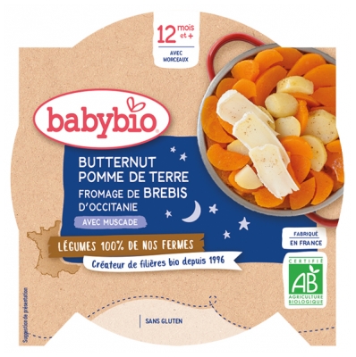 [844FgT8399261] Babybio Bonne Nuit Butternut Pomme de Terre Fromage de Brebis 12 Mois et + Bio 230 g