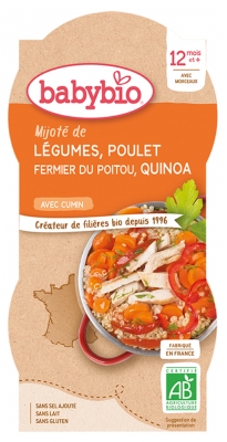 [844FgT8399262] Babybio Mijoté de Légumes Poulet Quinoa 12 Mois et + Bio 2 Bols de 200 g