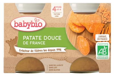 [844FgT8399270] Babybio Patate Douce 4 Mois et + Bio 2 Pots de 130 g