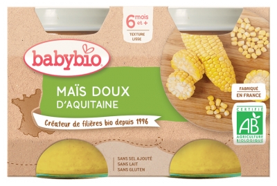 [844FgT8399271] Babybio Maïs Doux 6 Mois et + Bio 2 Pots de 130 g