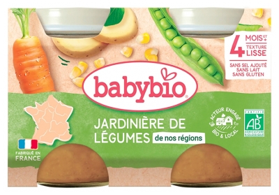 [844FgT8399281] Babybio Jardinière de Légumes 4 Mois et + Bio 2 Pots de 130 g