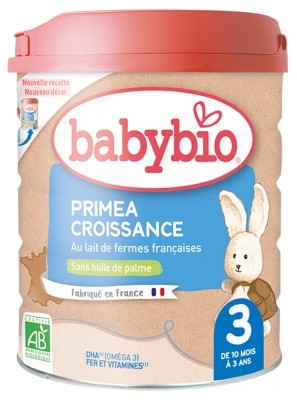 [844FgT8399290] Babybio Primea Croissance 3 au Lait de Vache Français de 10 Mois à 3 Ans Bio 800 g