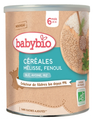 [844FgT8399305] Babybio Céréales Mélisse Fenouil 6 Mois et + Bio 220 g