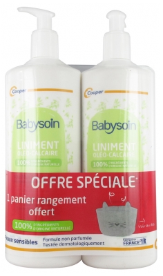 [844FgT8399311] Babysoin Liniment Oléo-Calcaire Lot de 2 x 750 ml + 1 Panier Rangement Offert