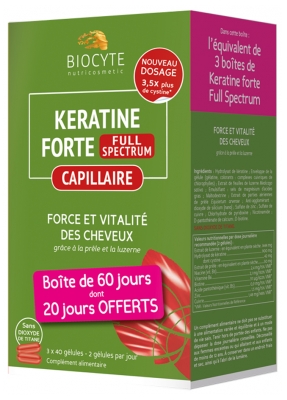 [844FgT8401632] Biocyte Keratine Forte Full Spectrum 3 x 40 Gélules