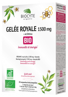 [844FgT8401644] Biocyte Gelée Royale 1500 mg + Acérola Bio 20 Ampoules