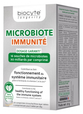 [844FgT8401655] Biocyte Microbiote Immunité 20 Comprimés