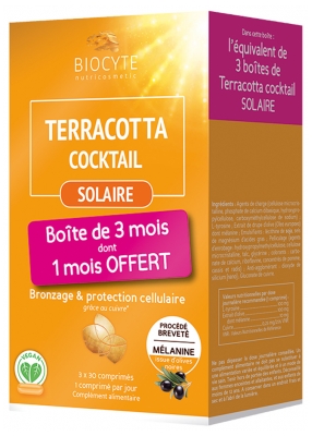 [844FgT8401660] Biocyte Terracotta Cocktail Solaire Lot de 3 x 30 Comprimés