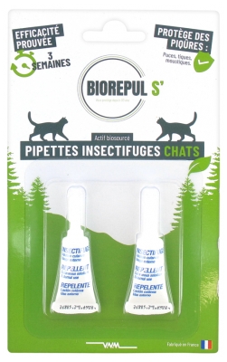 [844FgT8402080] Biorepul s' Pipettes Insectifuges Chats 2 Pipettes