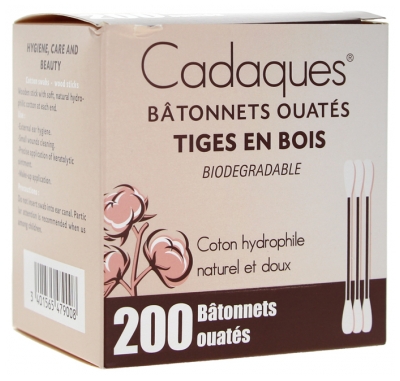 [844FgT8402581] Cadaques 200 Bâtonnets Ouatés Tiges en Bois
