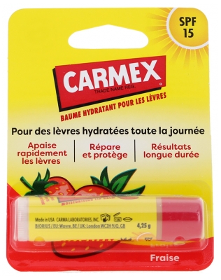 [844FgT8402644] Carmex Fraise Baume Hydratant Lèvres SPF15 4,9 ml