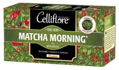 [844FgT8402978] Celliflore Thé Vert Matcha Morning aux 5 Plantes 25 Sachets