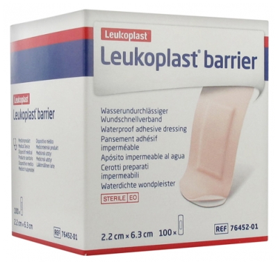 [844FgT8425786] Essity Leukoplast Barrier 100 Pansements Adhésifs Imperméables 2.2 cm x 6.3 cm
