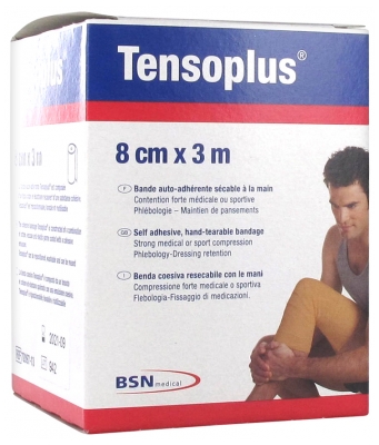 [844FgT8425797] Essity Tensoplus Bande Auto-Adhérente Sécable à la Main 8 cm x 3 m