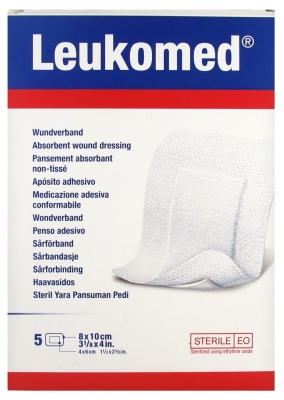 [844FgT8425808] Essity Leukomed 5 Pansements Absorbants Non-Tissés 8 x 10 cm