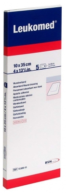 [844FgT8425811] Essity Leukomed T Plus 5 Pansements Absorbants Transparents Stériles 10 x 35 cm