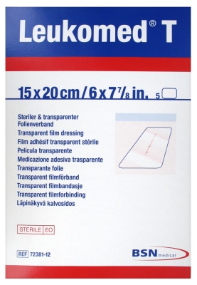 [844FgT8425814] Essity Leukomed T 5 Films Adhésifs Transparents Stériles 15 x 20 cm
