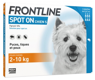 [844FgT8434503] Frontline Spot-On Chien S (2-10 kg) 6 Pipettes