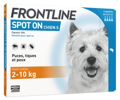 [844FgT8434504] Frontline Spot-On Chien S (2-10 kg) 4 Pipettes