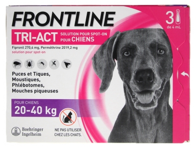 [844FgT8434511] Frontline TRI-ACT Chiens 20-40 kg 3 Pipettes