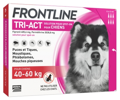 [844FgT8434512] Frontline TRI-ACT Chiens 40-60 kg 6 Pipettes