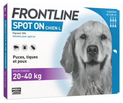 [844FgT8434513] Frontline Spot-On Chien L (20-40 kg) 6 Pipettes