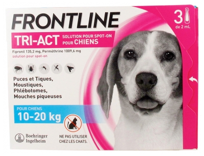[844FgT8434517] Frontline TRI-ACT Chiens 10-20 kg 3 Pipettes