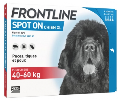 [844FgT8434519] Frontline Spot-On Chien XL (40-60 kg) 4 Pipettes