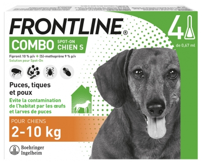 [844FgT8434521] Frontline Combo Chien S (2-10 kg) 4 Pipettes