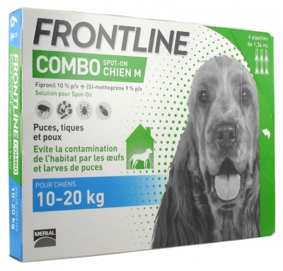 [844FgT8434522] Frontline Combo Chien M (10-20 kg) 6 Pipettes