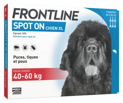 [844FgT8434524] Frontline Spot-On Chien XL (40-60 kg) 6 Pipettes