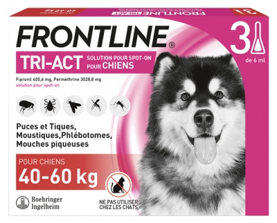 [844FgT8434527] Frontline TRI-ACT Chiens 40-60 kg 3 Pipettes