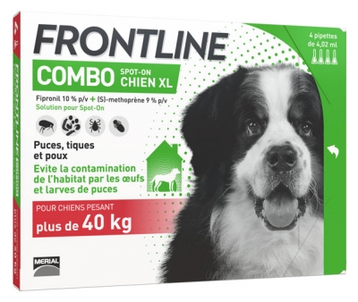 [844FgT8434529] Frontline Combo Chien XL (+ de 40 kg) 4 Pipettes