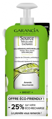 [844FgT8434737] Garancia Source Micellaire Enchantée Eau Démaquillante Micellaire Amande Gourmande 400 ml + Éco-Recharge 400 ml