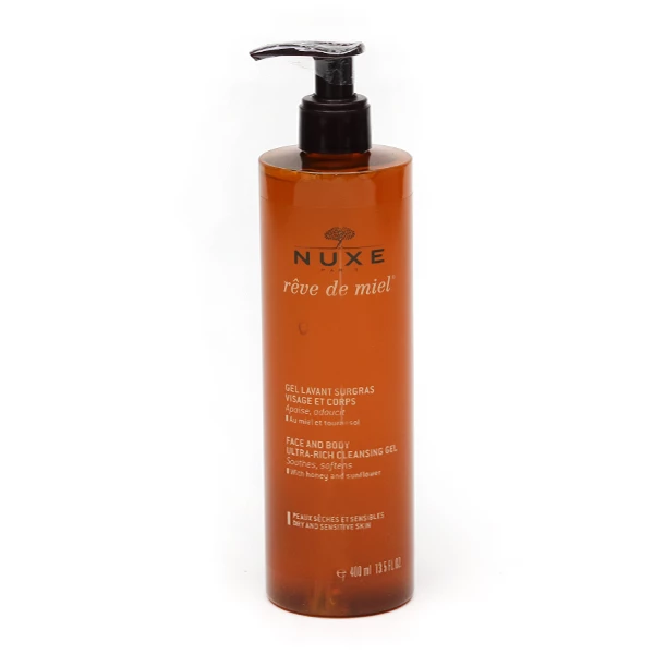 [844FgT8202226] Nuxe Rêve de Miel gel lavant surgras visage et corps